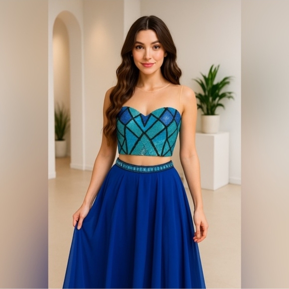 Versace 19.69 Abbigliamento Italia Sequin Embellished Gown Set - Picture 6 of 10